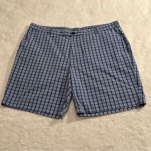 Brooks Brothers Plaid Golf Shorts Men's Size 44 Blue White Flat Front Zip Fly‎